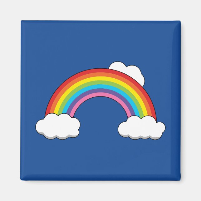 Regenbogen mit weißen Wolken Magnet (Vorne)