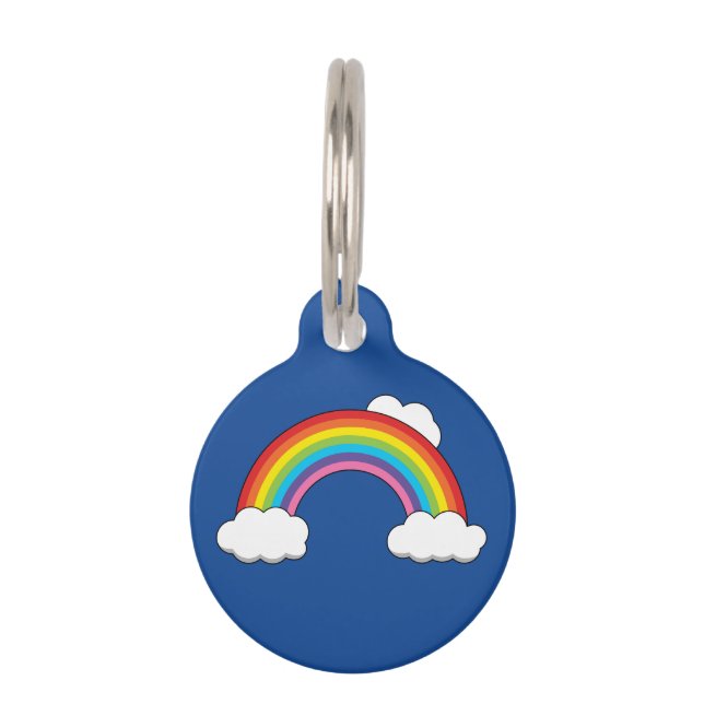 Regenbogen mit weißen Wolken | Personalisieren Haustiermarke (Vorderseite)