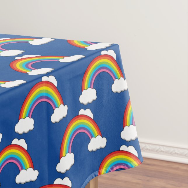 Regenbogen mit weißen Wolken Tischdecke (Beispiel)