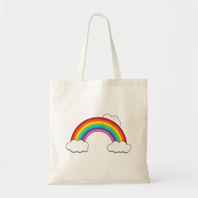 Regenbogen mit weißen Wolken Tragetasche (Vorne)