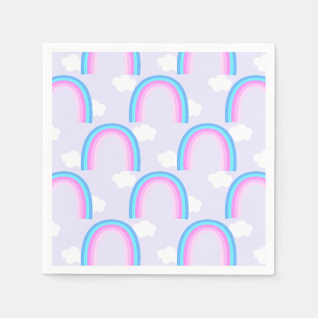 Regenbogen mit Wolke Helllila Serviette (Vorderseite)