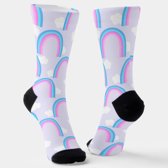 Regenbogen mit Wolke Helllila Socken (Gewinkelt)
