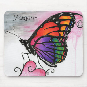 Regenbogen-Monarchfalter Farbige Fantasy-Kunst Mousepad