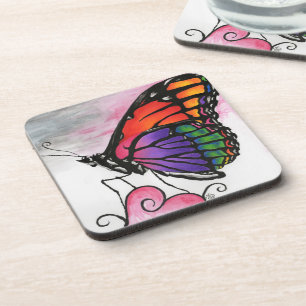Regenbogen-Monarchfalter Original-Fantasy-Kunst Getränkeuntersetzer