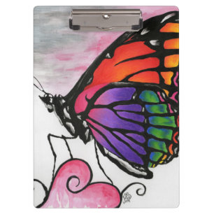 Regenbogen-Monarchfalter Original-Fantasy-Kunst Klemmbrett