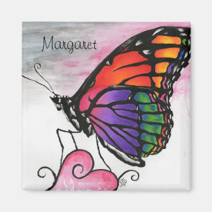 Regenbogen-Monarchfalter Original-Fantasy-Kunst Magnet