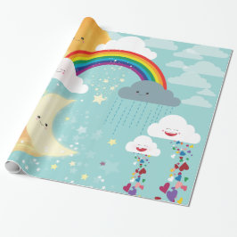 Regenbogen-, Mond-und Stern-Geschenk-Verpackung Geschenkpapier