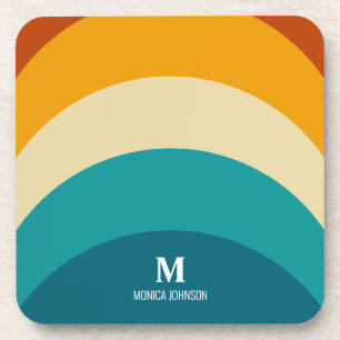 Regenbogen-Monogramm Benutzerdefinierter Name Retr Getränkeuntersetzer