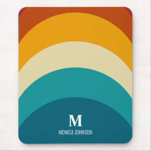 Regenbogen-Monogramm Benutzerdefinierter Name Retr Mousepad
