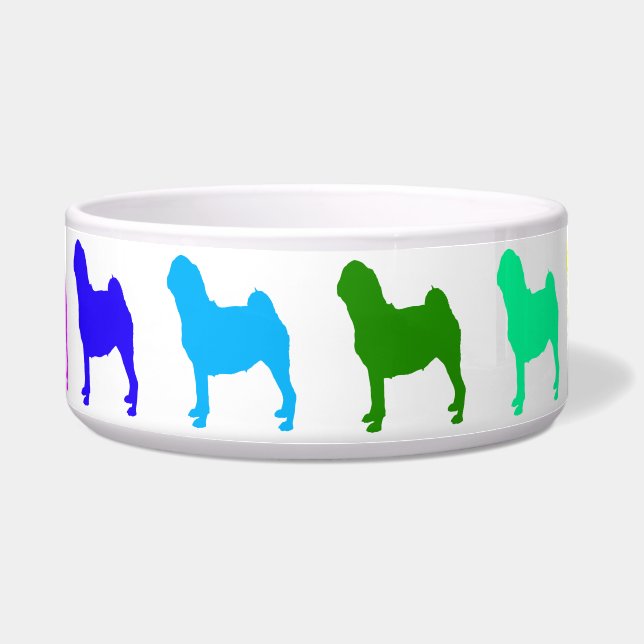 Regenbogen-Mops-Haustier-Schüssel Napf (Vorderseite)