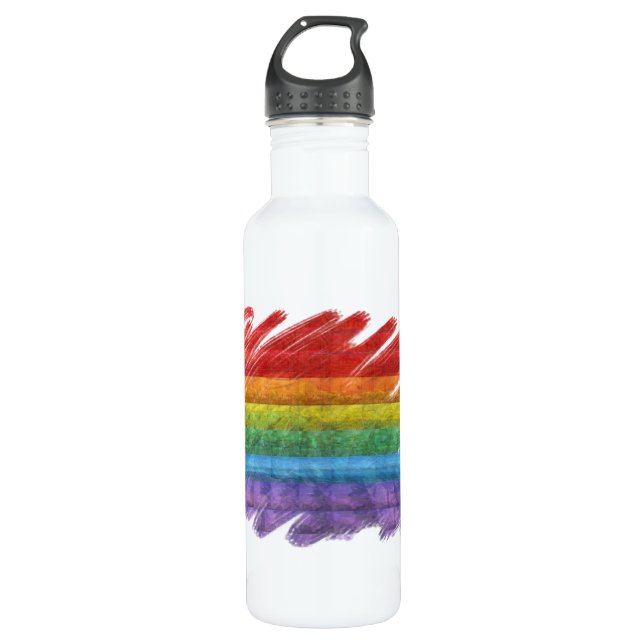 Regenbogen-Mosaik-Gay Pride-Flagge (Malerpinsel) Trinkflasche (Vorderseite)