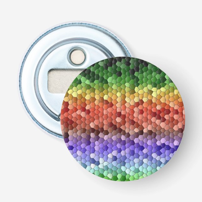 Regenbogen-Mosaikmuster Flaschenöffner (Vorderseite)