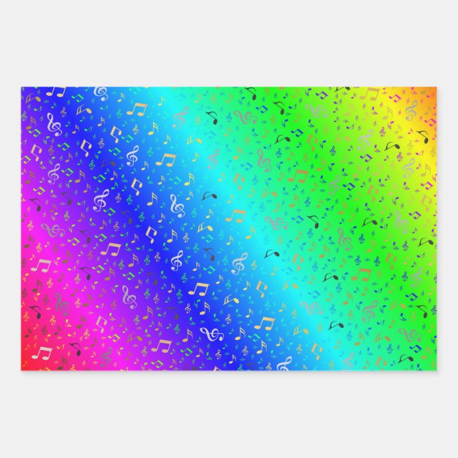 Regenbogen, Musical+ Note, Luxus, Gold, königlich, Geschenkpapier Set (Vorderseite)