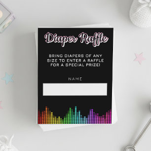 Regenbogen-Musik-Baby-Shower-Windel-Raffle Begleitkarte