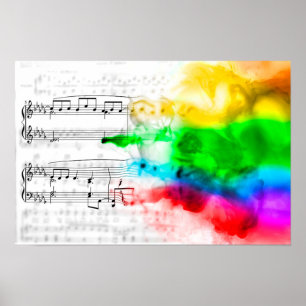 Regenbogen-Musiknoten Poster