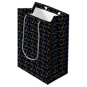 Regenbogen-Musiknoten (schwarz) Mittlere Geschenktüte