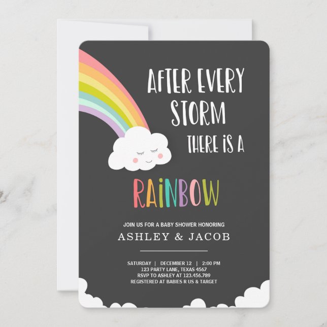Regenbogen nach einer verlorenen neutralen Babydus Einladung (Vorderseite)