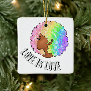 Regenbogen nach LGBTQ Liebe ist Liebe stolz schwar Keramikornament