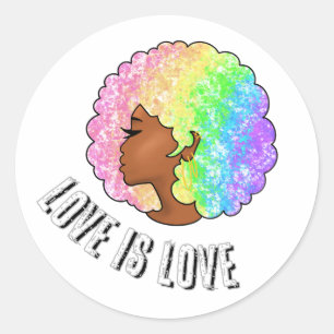 Regenbogen nach LGBTQ Liebe ist Liebe stolz schwar Runder Aufkleber