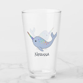 Regenbogen Narwhal Namensglas Glas