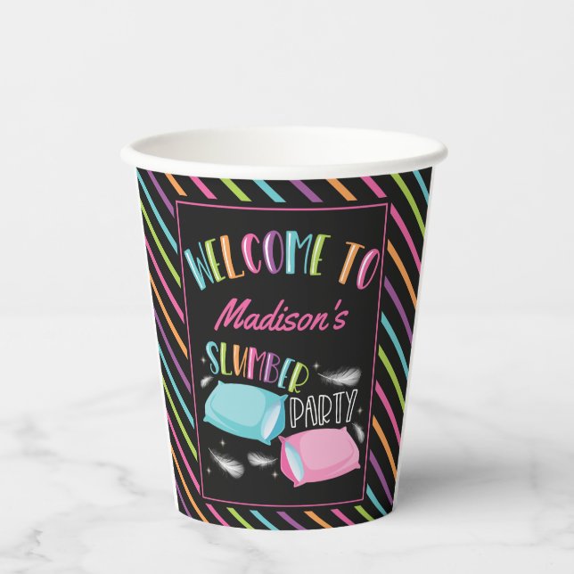 Regenbogen Nebel Slumber Party Sleepover Personali Pappbecher (Vorderseite)