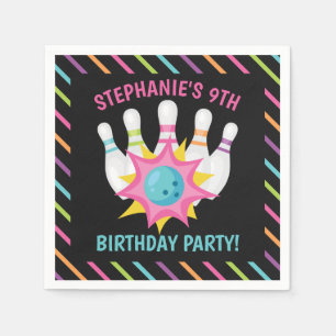 Regenbogen-Neon-Bowling-Geburtstagsfeier Serviette