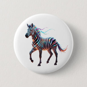 Regenbogen-Neon-Fantasy-Zebra Button