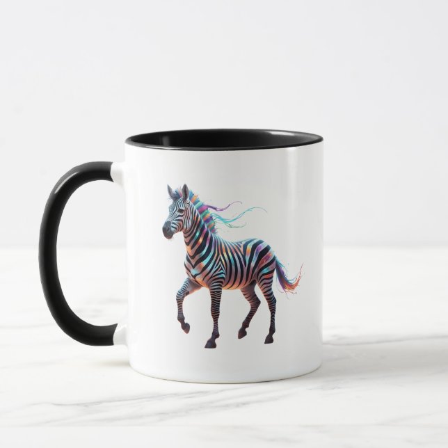 Regenbogen Neon Fantasy Zebra Tasse (Links)