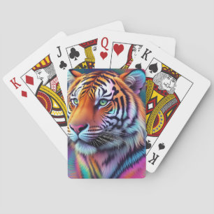 Regenbogen-Neon-Psychedelic-Tiger-Digitalmalerei Spielkarten