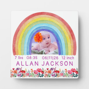 Regenbogen-Neugeborenen-Foto personalisiertes Baby Fotoplatte