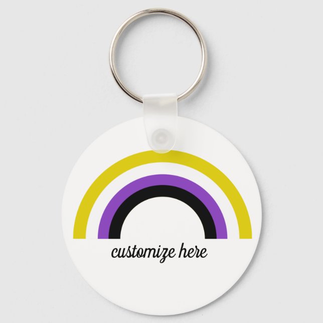 Regenbogen, nicht binär schlüsselanhänger (Vorderseite)