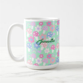 Regenbogen, Niedliche Pilze und Blume Kaffeetasse