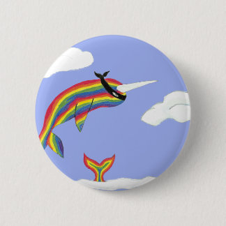 Regenbogen Ninja Narwhal, der fliegt Button