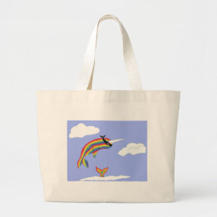 Regenbogen Ninja Narwhal, der fliegt Jumbo Stoffbeutel