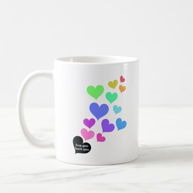 Regenbogen Offene Herzen Kaffeetasse (Links)