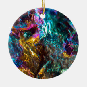 Regenbogen-Ölteppich-Kristall-Felsen Keramik Ornament