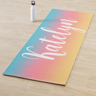 Regenbogen-Ombre personalisierter Name Yogamatte
