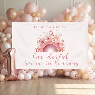 Regenbogen Onederful 1. Geburtstags-Party-Willkomm Banner