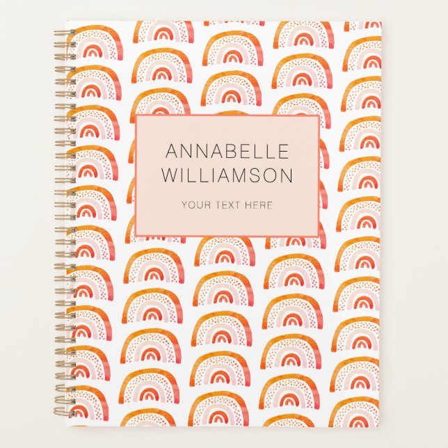 Regenbogen orange Boho Planer (Vorderseite)