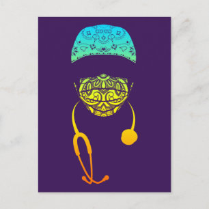 Regenbogen-Paisley-Maske Postkarte