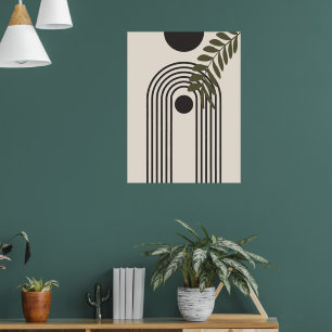 Regenbogen-Palmenblatt-Sonne, Boho-Abstract-Geomet Poster