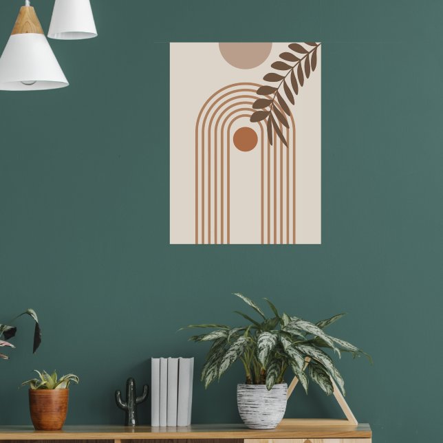 Regenbogen-Palmenblatt-Sonne, Boho-Abstract-Geomet Poster (Wohnzimmer 1)