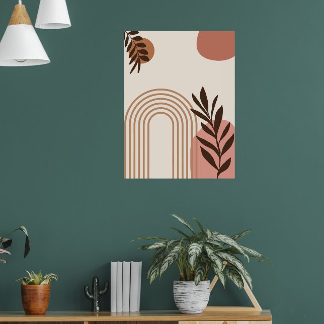 Regenbogen-Palmenblatt-Sonne, Boho-Abstract-Geomet Poster (Wohnzimmer 1)