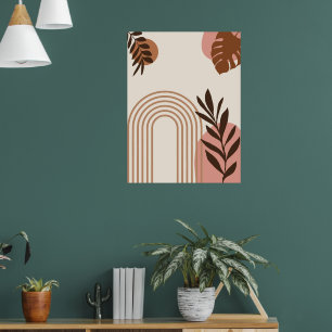 Regenbogen-Palmenblatt-Sonne, Boho-Abstract-Geomet Poster