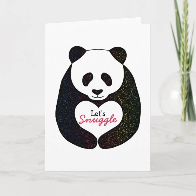 Regenbogen-Panda-Herz ließ uns Snuggle die Karte (Vorderseite)