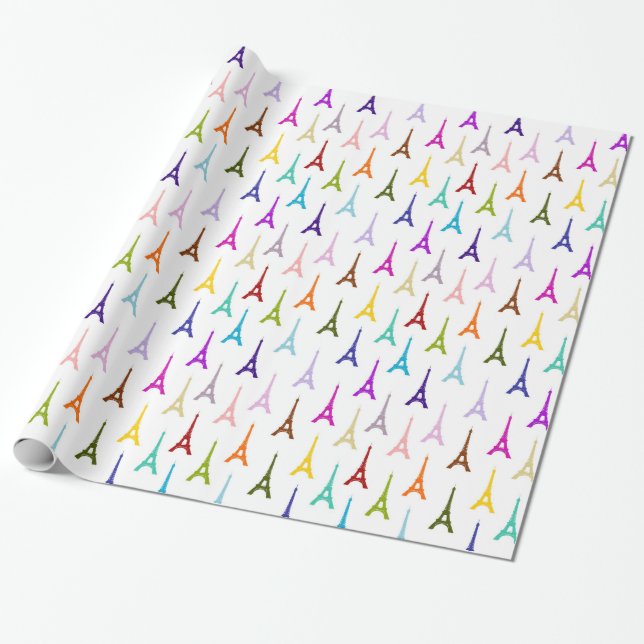 Regenbogen Paris Eiffelturm Muster Geschenkpapier (Ungerollt)