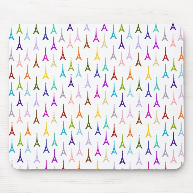 Regenbogen Paris Eiffelturm Muster Mousepad (Vorne)