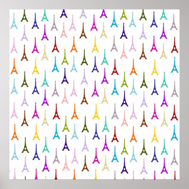 Regenbogen Paris Eiffelturm Muster Poster (Vorne)
