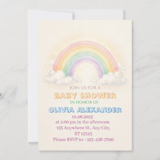Regenbogen-Pastell-Baby-Shower-Einladung | Whimsis Einladung
