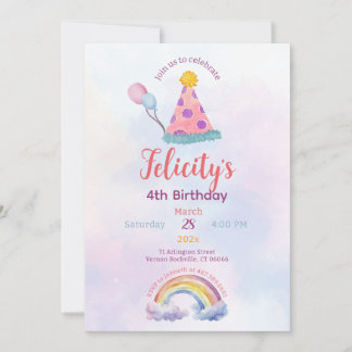 Regenbogen-Pastell-Einhorn-Birthday für jedes Alte Einladung